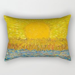 Van Gogh Sunrise over golden fields of wheat; Provence, France landscape painting Rectangular Pillow