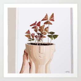 Alexa’s Oxalis Art Print | Urbanoutiftters, Drawing, Purpleplant, Tanpot, Cloverplant, Face, Plan, Greenoxalis, Brownpot, Pot 