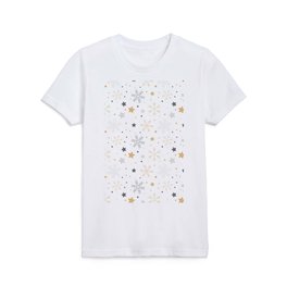 Gold Stars And Snowflakes Collection Kids T Shirt