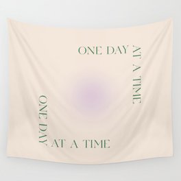 One day at a time | Green Purple Gradient | Motivational quote Wall Tapestry