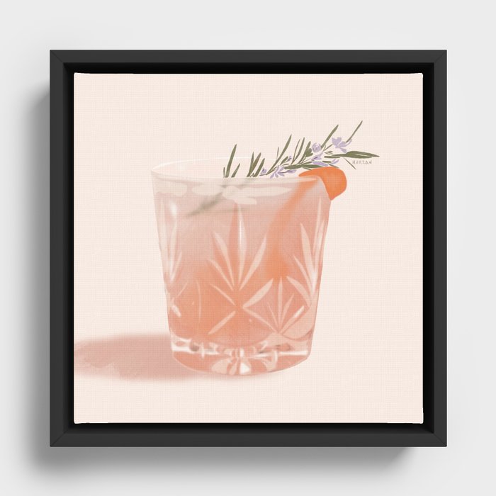 Gin Fizz Cocktail Framed Canvas