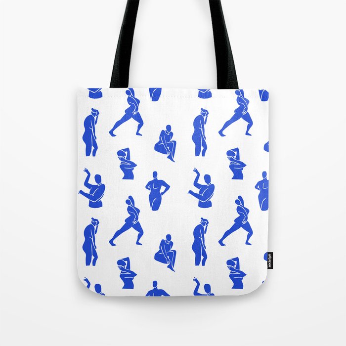 Abstract blue women collage figure pattern Tote Bag