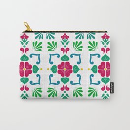 Green 2, Framed Talavera Flower Carry-All Pouch | Pattern, Graphicdesign, Geometric, Spanish, Vibrant, Organic, Tile, Christmas, Mexican, Greek 