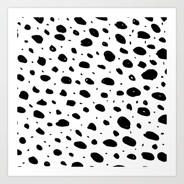 Black White Hand Painted Watercolor Polka Dots Art Print By