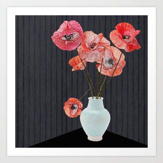 Still life with poppies Art Print