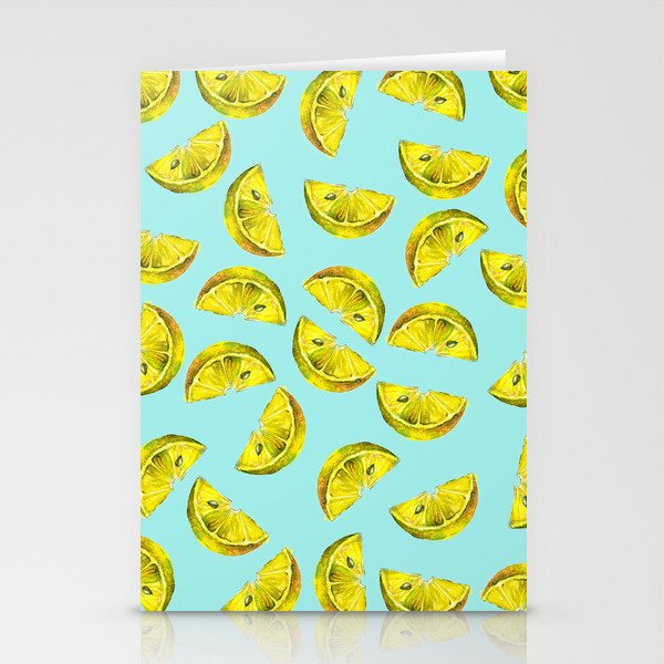 Lemon Slices Pattern Turquoise Stationery Cards