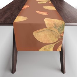 Almonds  Pattern Brown Background Table Runner
