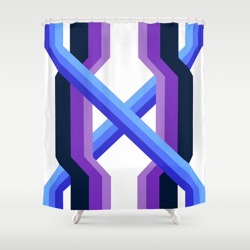 Indigo Violet Geometric Rainbow Shower Curtain By Vintagegroove