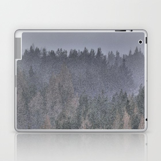 Scottish Highlands Pine Forest in Spring Snow Shower in I Art Laptop & iPad Skin