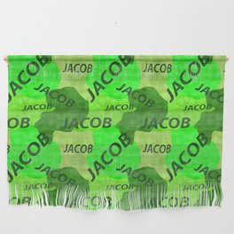 Jacob pattern in green colors and watercolor texture Wall Hanging