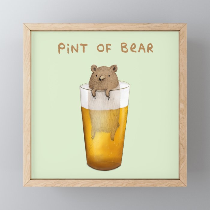 Pint of Bear Framed Mini Art Print