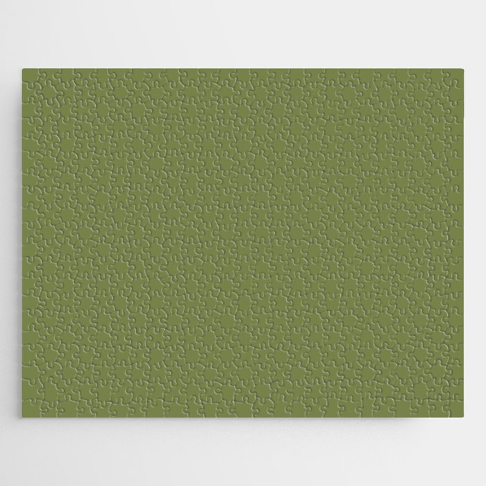 Dark Green-Brown Solid Color Pantone Grasshopper 18-0332 TCX Shades of Green Hues Jigsaw Puzzle
