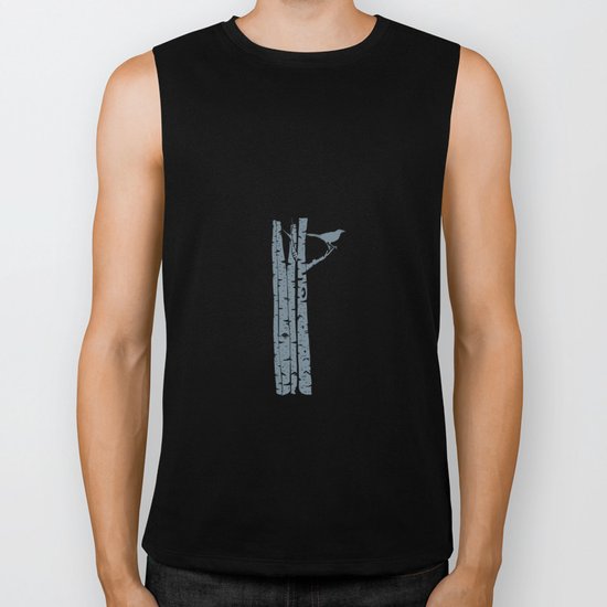Birch Trees with Bird Biker Tank