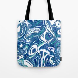 White Aqua Swirl Tote Bag