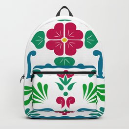 Green 2, Framed Talavera Flower Backpack | Pattern, Graphicdesign, Geometric, Spanish, Vibrant, Organic, Tile, Christmas, Mexican, Greek 
