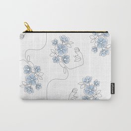 Blue Bloom Girl / woman portrait with flowers in her head Carry-All Pouch