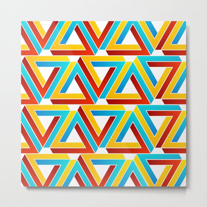 Colorful Penrose triangles- optical illusion backdrop Metal Print