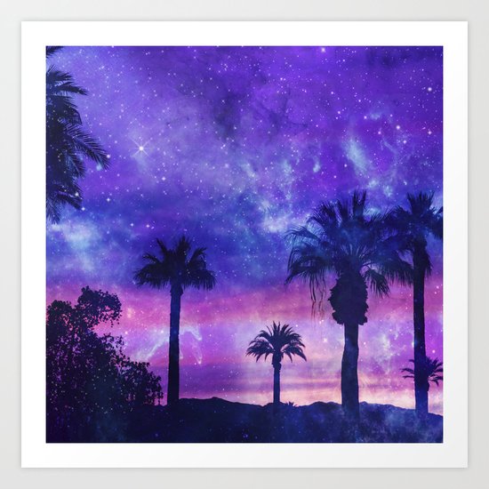 Palm Beach Galaxy Universe Watercolor Art Print
