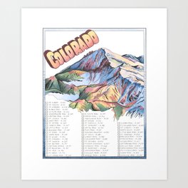 Colorado 14ers Checklist Art Print