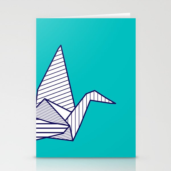 Swan, navy lines on turquoise Stationery Cards