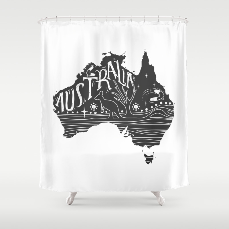 Australia Map Typo Doodle Shower Curtain By Flasix Society6