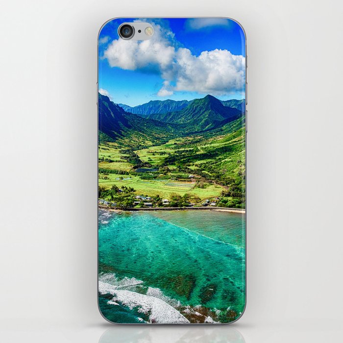 Coastal Oahu, Hawaii turquise ocean blue waters tropical color landscape photograph / photography iPhone Skin
