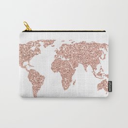 Pink Glitter World Map Carry-All Pouch