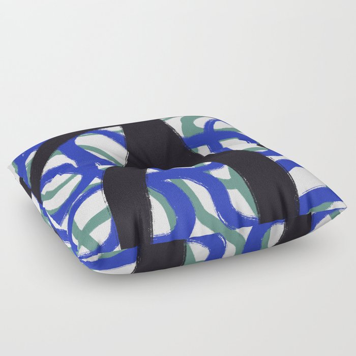 Abstract brushstrokes and line deco var 2 Floor Pillow