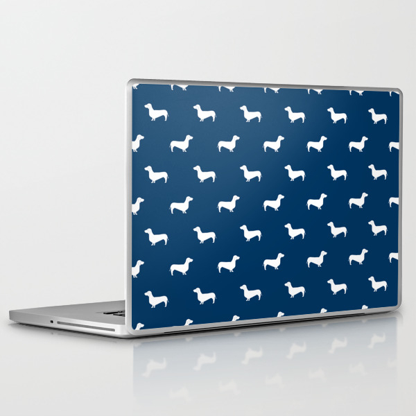 Dachshund Pattern Minimal Navy Blue And White Dog Lover Home Decor