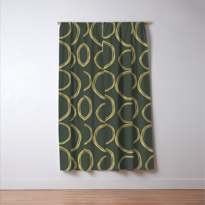 Olive Green Gold Circles Blackout Curtain By Christyne Society6