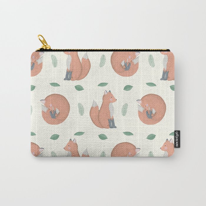 Foxes on Cream Background Carry-All Pouch