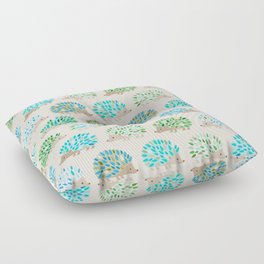 Hedgehog polkadot in green and blue Floor Pillow