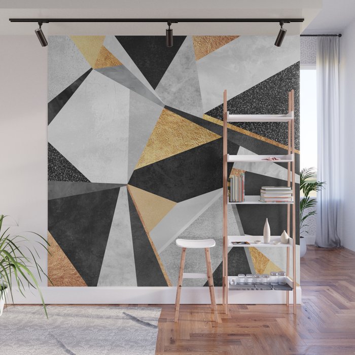 Geometry / Gold Wall Mural by Elisabeth Fredriksson Society6