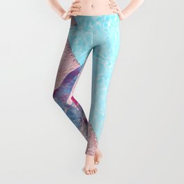 glasses poolside blue and pink impressionism painted realistic still life Leggings
