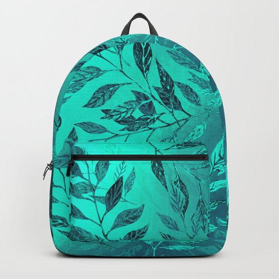 Monochrome Leaf Arrangement (Teal) Backpack