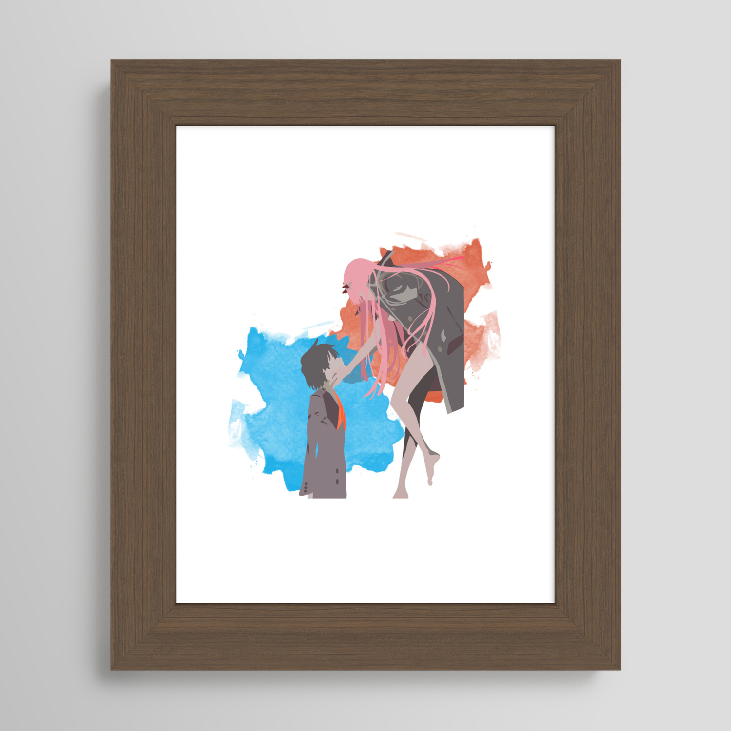darling in the franxx minimalist hiro and zero two framed art print by danmcg society6