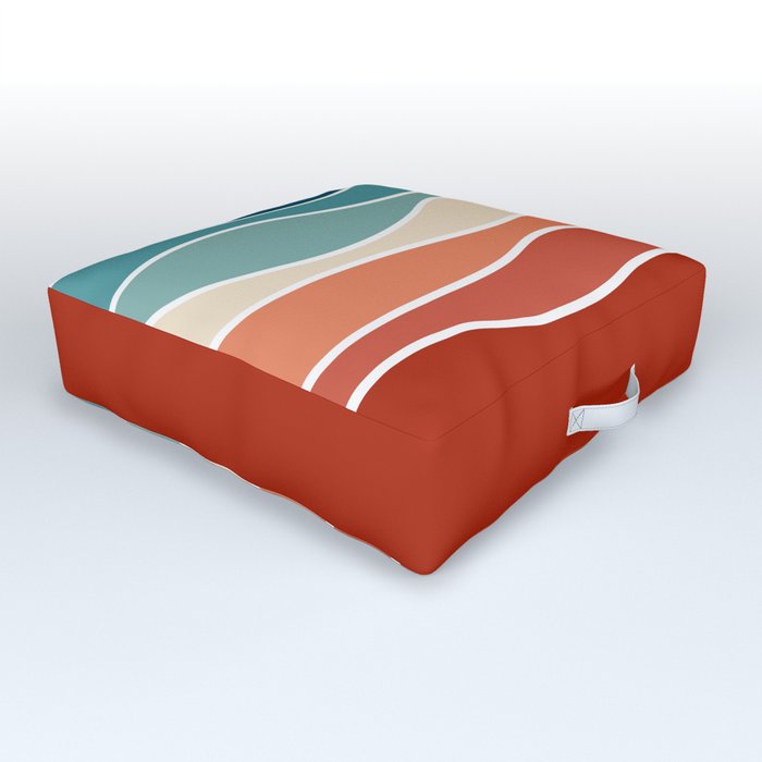 Colorful retro style waves Outdoor Floor Cushion