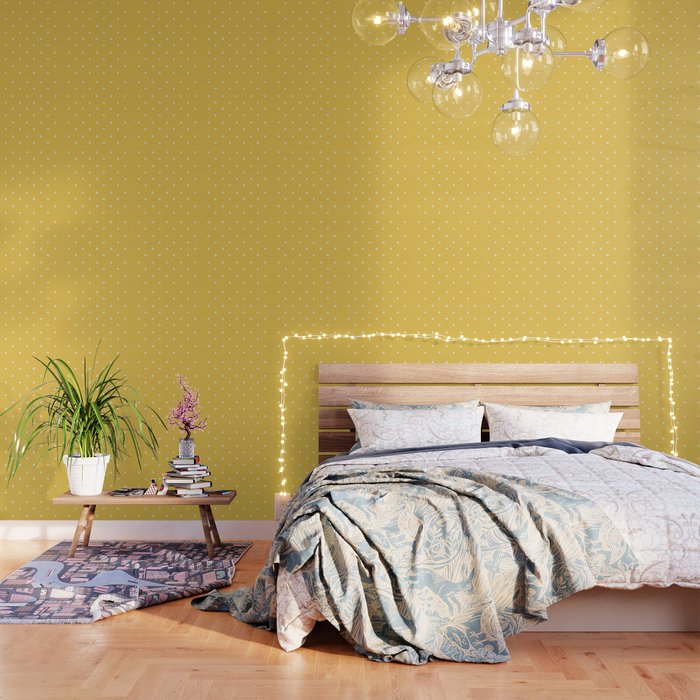 Mustard yellow polka dot ochre pattern print Wallpaper
