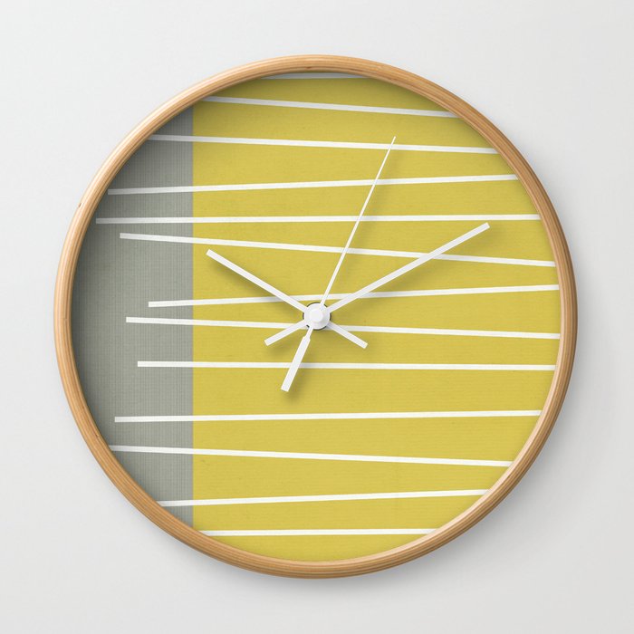 MId century modern textured stripes Wall Clock