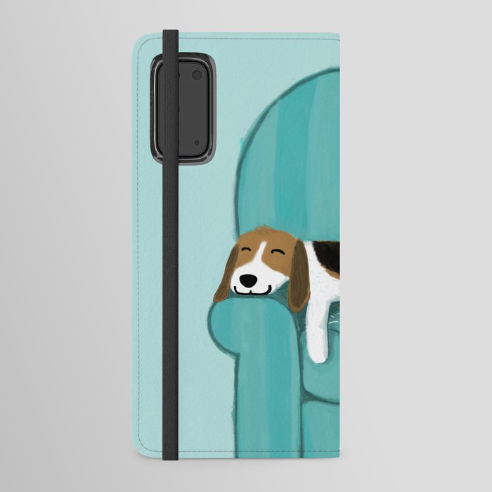 Happy Couch Beagle | Cute Sleeping Dog Android Wallet Case