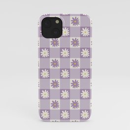 Flower Lavender Gingham Checker in Purple iPhone Case