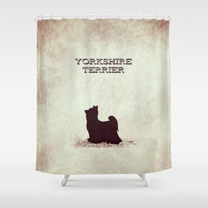 Retro Yorkshire Terrier Distressed Paper Shower Curtain
