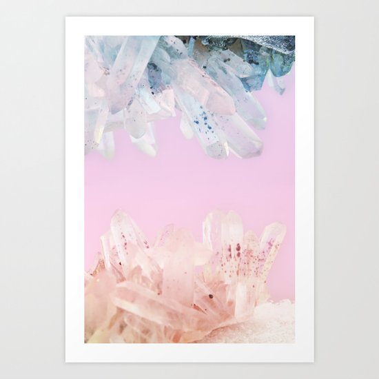 Serenity and Rose Quartz Crystals Art Print