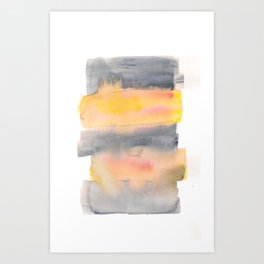 141203 Abstract Orange Black Watercolor Block 32 Art Print
