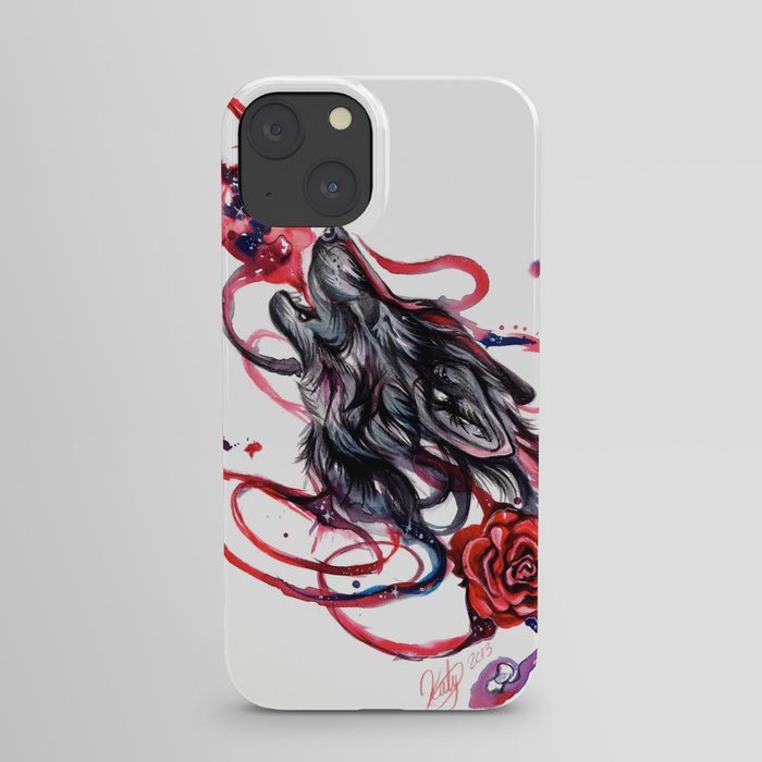 Howling Wolf and Rose iPhone Case