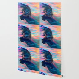 Black Arabian Horse Melted in a Sunset, Dreamy  Rainbow Unicorn Wallpaper