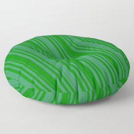 [ Thumbnail: Sea Green & Green Colored Striped Pattern Floor Pillow ]