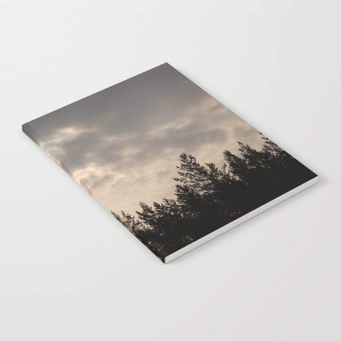 Scottish Highlands Pine Trees Morning Misty View Notebook