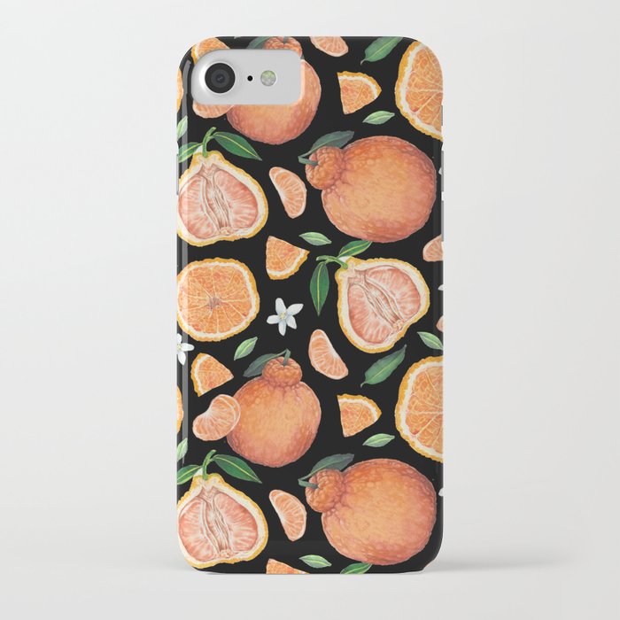 Fresh orange fruits- black iPhone Case