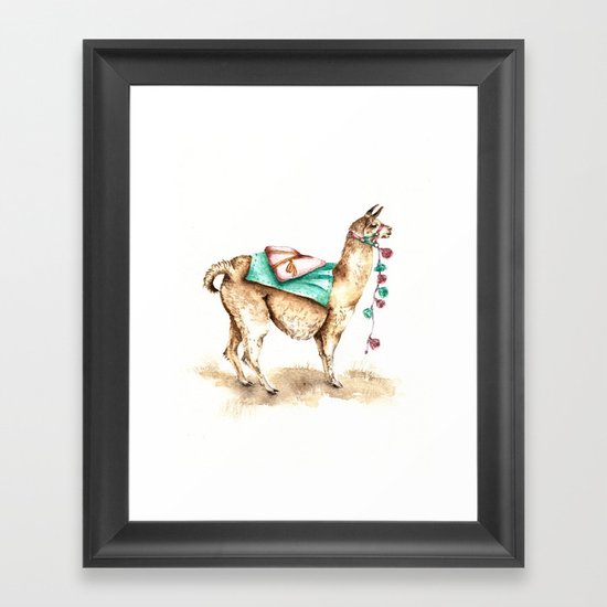 Watercolor Llama Framed Art Print